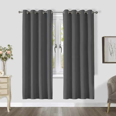 CUCRAF Blackout Curtains 2 Panels Thermal Eyelet W46 x L72 in Dark Grey