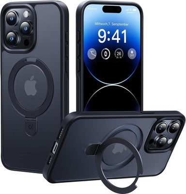 CASEKOO iPhone 15 MagSafe Case Magic Stand Ring Holder 10FT Protection Black