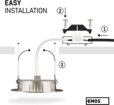 Emos 5W Round LED Spot Lights Ceiling 450lm 6500K Cold White Silver Set of 3