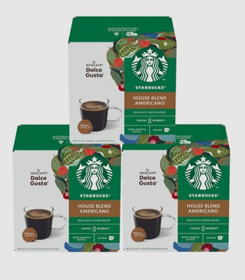 STARBUCKS Dolce Gusto Americano House Blend Coffee Pods- Pack of 12 (3 x Boxes )