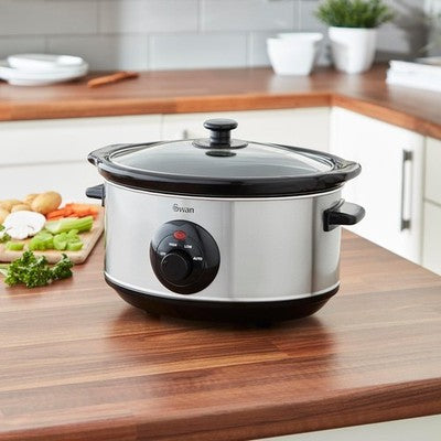 Swan SF17020N 3.5L Oval Stainless Steel Slow Cooker 200W Silver