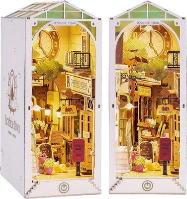 Rolife 3D Wooden Puzzle Book Nook DIY Model Kit Sunshine Town Bookends Decor
