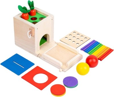 Montessori Toys for 1 Year Old | 5 in 1 Wooden Toys Sticks Drop, Carrot Harvest