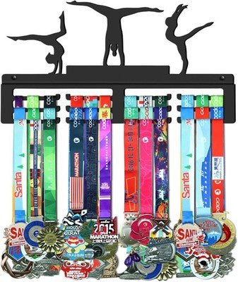 WEBIN Gymnastics Medal Hanger Display Rack Black Steel Wall Mounted 50+ Medals