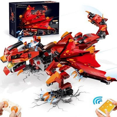 OKKIDY Remote + App Controlled Dragon Building Set 485 PCS STEM Blocks
