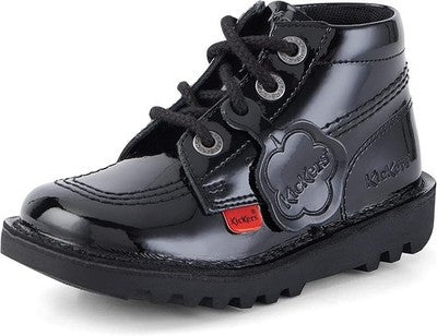 Kickers Unisex Kids Kick Hi Zip Ankle Boot Black Patent UK 2.5 Childrens Shoes