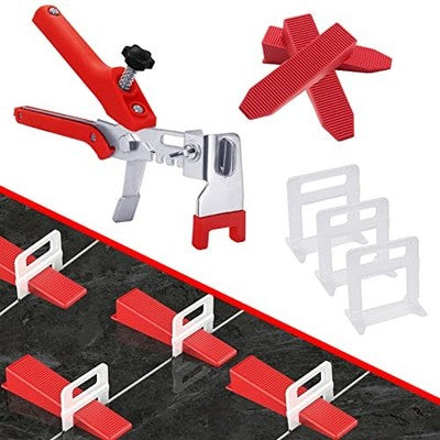 Wieat Tile Leveling System Kit 300pcs 1/8in 3mm Clips Wedges Pliers Red