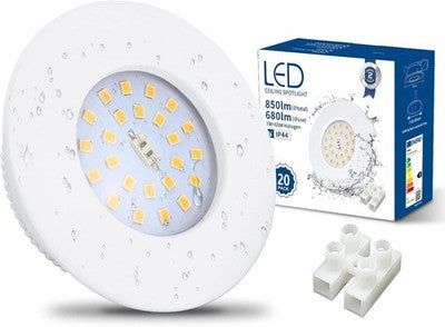 HiBay 20 Pack 7W LED Recessed Ceiling Lights IP44 6000K White Downlights