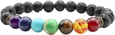 Soulnioi 7 Chakra Lava Rock Anxiety Bracelet Yoga Reiki Essential Oil Diffuser