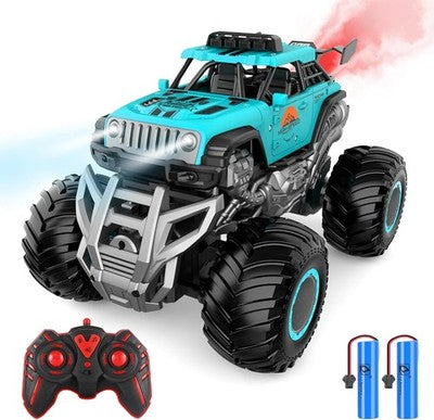iBlivers RC Monster Truck 2.4GHz All Terrain Spray 2 Batteries Boys Girls 4-12
