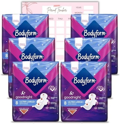 Bodyfform Goodnight Maxi Pads, Wings, Pack Of 6, Adaptive Tech