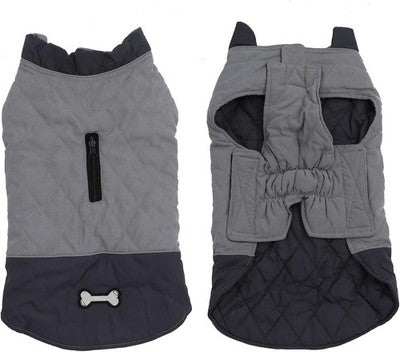 Geyecete Dog Coat Waterproof Harness Hole Windproof Snowsuit Grey Small Puppy