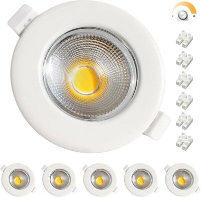 6X Downlights for Ceiling 7W Dimmable Recessed Ceiling Lights Cool White 5000K