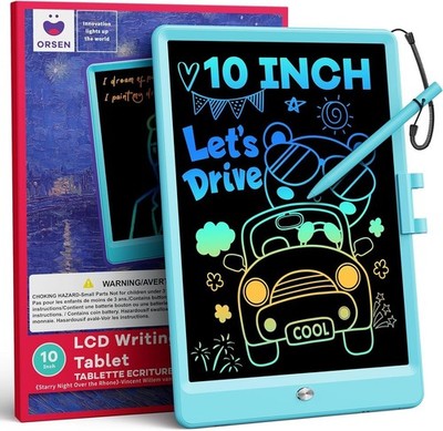 Orsen Lcd Writing Tablet 10-Inch, Blue Magnetic Drawing Board For Kids 3-8