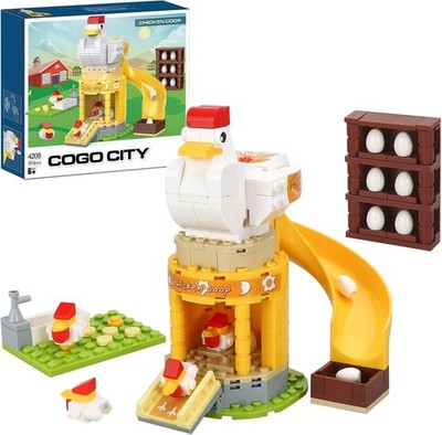 Cogo City Farm Chicken Coop Building Set - 257 Pcs Farm Animal Construction Kit