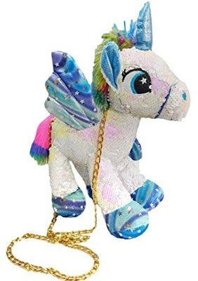 Yoriko Girls Unicorn Sequin Crossbody Bag, White, One Size