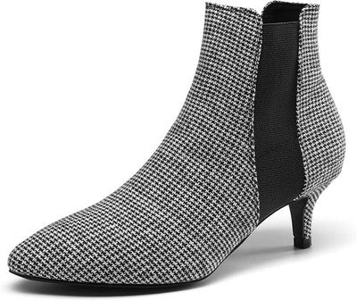 DREAM PAIRS Women Black Plaid Heeled Ankle Boots UK 4.5 SDAB2213W-E Fashion