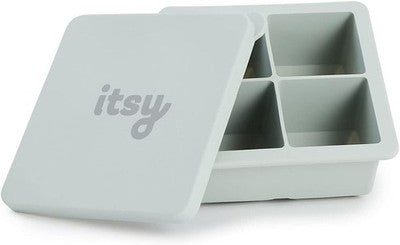 Itsy Grey Silicone Baby Food Cube Tray With Leakproof Lid, Bpa Free