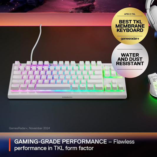 SteelSeries Apex 3 TKL RGB Membrane Gaming Keyboard - White