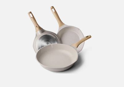RIOVARM Non Stick Frying Pan Set Granite of Skillet Healthy 20 24 28cm notoxic