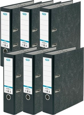 A4 Lever Arch File Elba Black Pack of 6 Office Storage Binder Folders Set