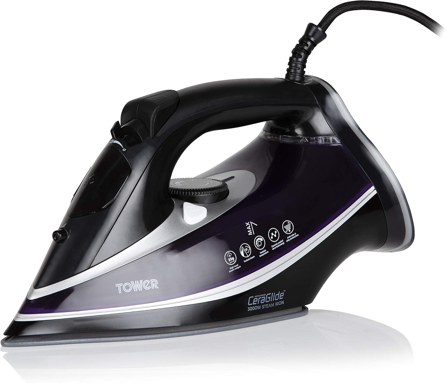 Tower T22013PR CeraGlide Ultra-Speed Steam Iron with Variable Steam Function