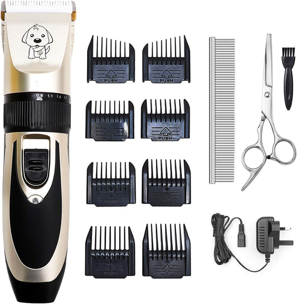 Dog Grooming Clippers, Rechargeable Low Noise Cordless Hair Trimmer Grooming Kit