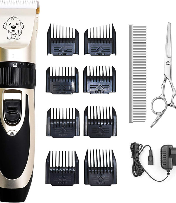 Dog Grooming Clippers, Rechargeable Low Noise Cordless Hair Trimmer Grooming Kit