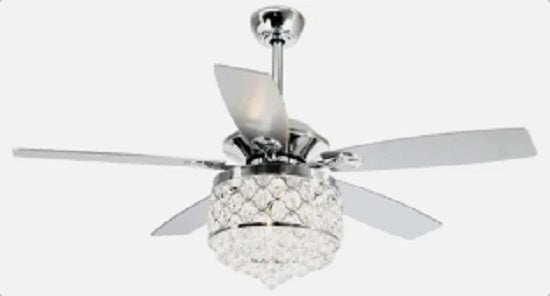 Parrot Uncle Ceiling Fan with Lamps Modern Crystal Chandelier Remote Control - Rebx.co.uk