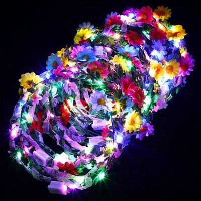 40pcs LED Flower Headband Crown Set Light Up Floral Wreath Sunflower