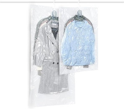 Qh7 Hanging Vacuum Storage Bags 2 Pack Clear Space-Saving Reusable Closet Organi
