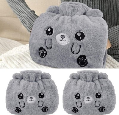 Auniq 2X 1.3L Hot Water Bottles Soft Faux Fur Covers For Neck & Shoulder Pain