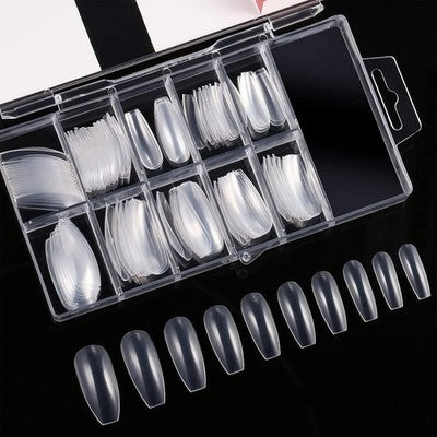 120 Piece Artificial Coffin Nail Tips Full Cover Ballerina Shape (Clear)