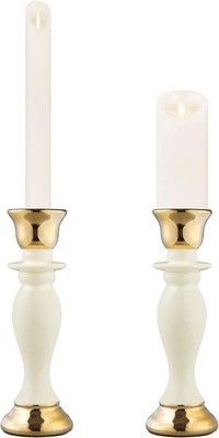 Fanquare 2-Pack Vintage Ceramic Pillar Candle Holders - Gold