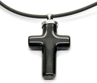 Franki Baker Black Agate Cross Pendant Necklace - Sterling Silver