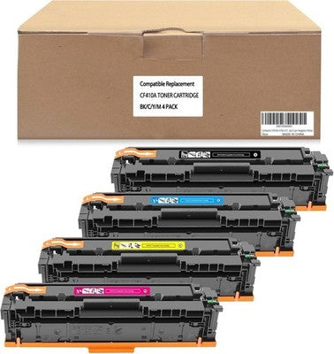 Compatible CF410A 410X Toner Cartridge 4 Pack for HP M477 M452 Printer