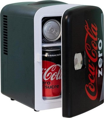 Coca Cola Coke Zero 4L Portable Cooler Warmer Mini Fridge Black Desk Storage