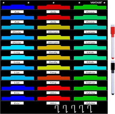 Vantasii Wall Pocket Chart Organizer 30 Pockets + Hooks 47x42in