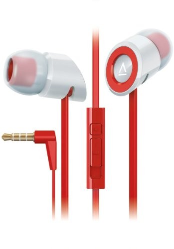 Creative HITZ MA350 Noise-Isolating In-Ear Headset Mic Remote Red White