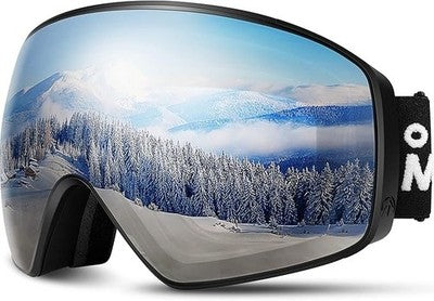 OutdoorMaster Ski Goggles Horizon Frameless Magnetic Lens Black Silver