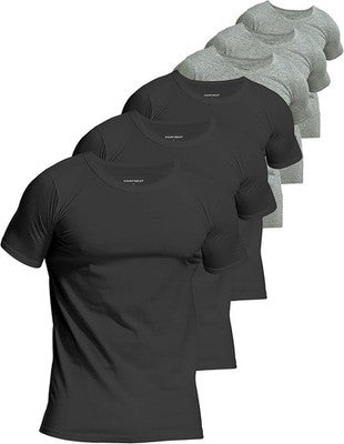 Comfneat Mens 6 Pack Invisible Enlarged Collar Undershirts Black Grey Medium