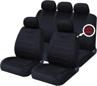 Xtremeauto Classic Car Seat Covers Set Front Rear Full Set w Headrests Black