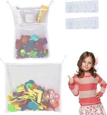 Laucentral 2-Set Baby Bath Toy Organizer, Quick Dry With Hooks & Suction