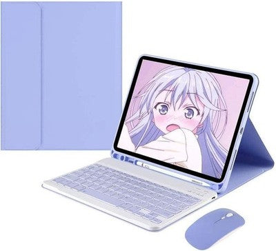 iPad 9th Gen 2021/8th Gen 2020/7th Gen 2019 Keyboard Case Mouse Purple