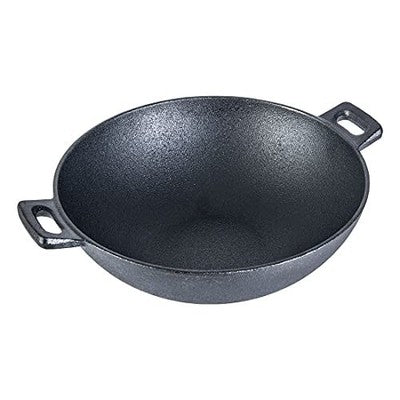Wonderchef Forza Cast Iron Wok/Kadhai 24cm, Black