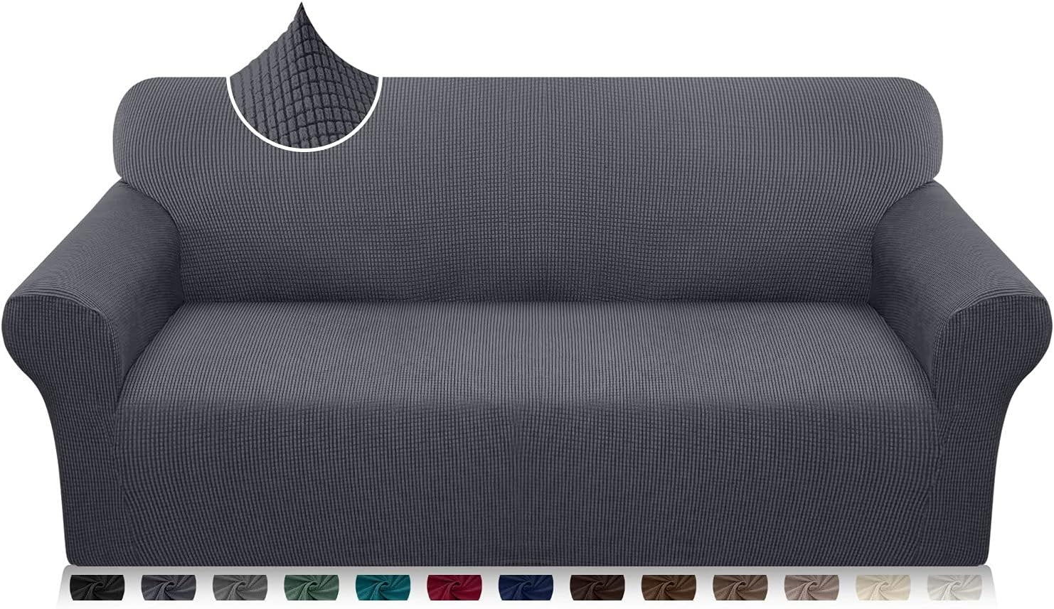 Luxurlife Ultra Stretch Jacquard Sofa Covers 3 Seater Grey Dog Kids Proof