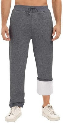 Men's Jogging Bottoms Cotton Blend Fleece Boy Slim Fit - Dark Grey - Medium