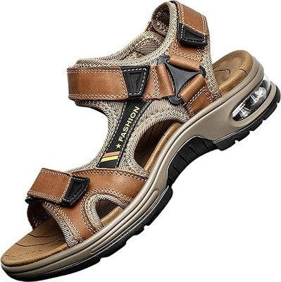 Men's Brown Leather Open Toe Outdoor Sandals UK 7.5 / EU 41 Summer Beach
