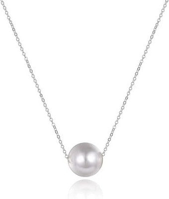VONALA 925 Silver Single Pearl Choker 7-8mm Freshwater Necklace 16"