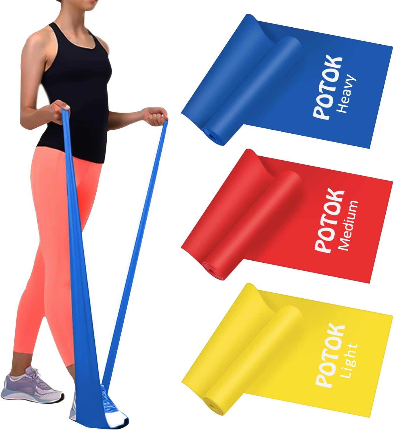 Resistance Exercise Band Kit, for Strength Training, Pilates & Rehab 2M-3pack